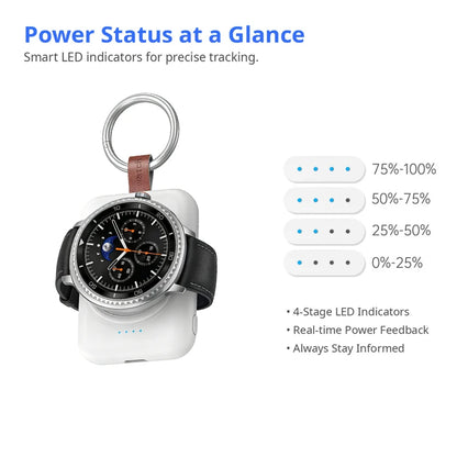 Portable Magnetic Wireless Charger for Samsung Galaxy Watch | Fast Charging Keychain Power Bank (1800mAh)