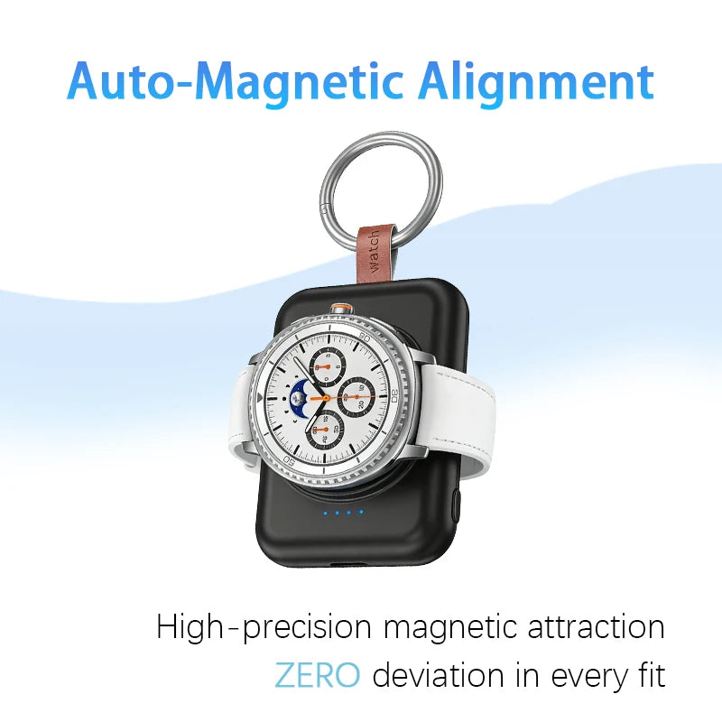 Portable Magnetic Wireless Charger for Samsung Galaxy Watch | Fast Charging Keychain Power Bank (1800mAh)