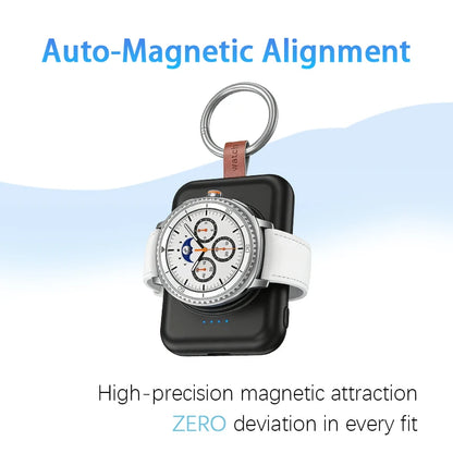 Portable Magnetic Wireless Charger for Samsung Galaxy Watch | Fast Charging Keychain Power Bank (1800mAh)