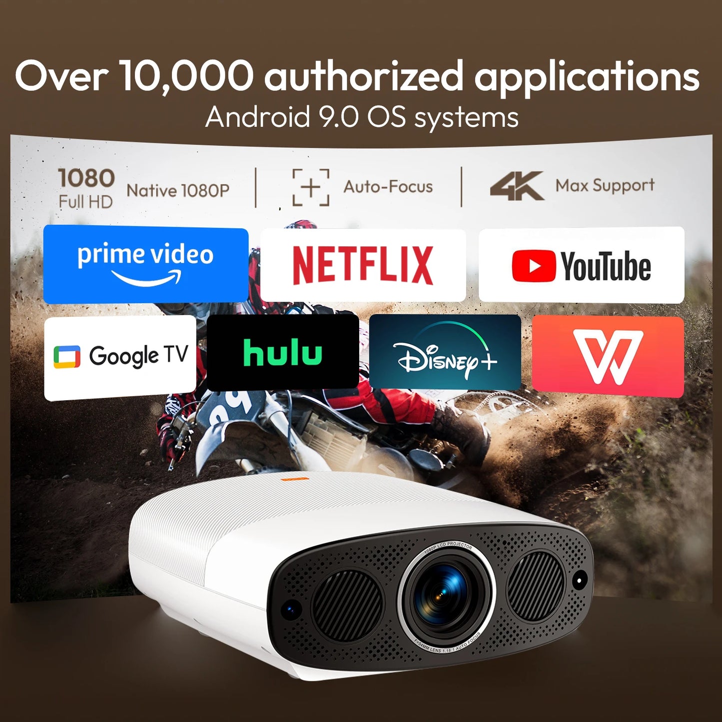 Smart Projector – Full HD 1080P, 4K Support, WiFi & Bluetooth
