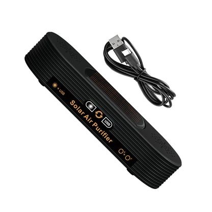 Solar USB Car Air Purifier with Negative Ion Technology, Odor Removal & Dual Power Mode