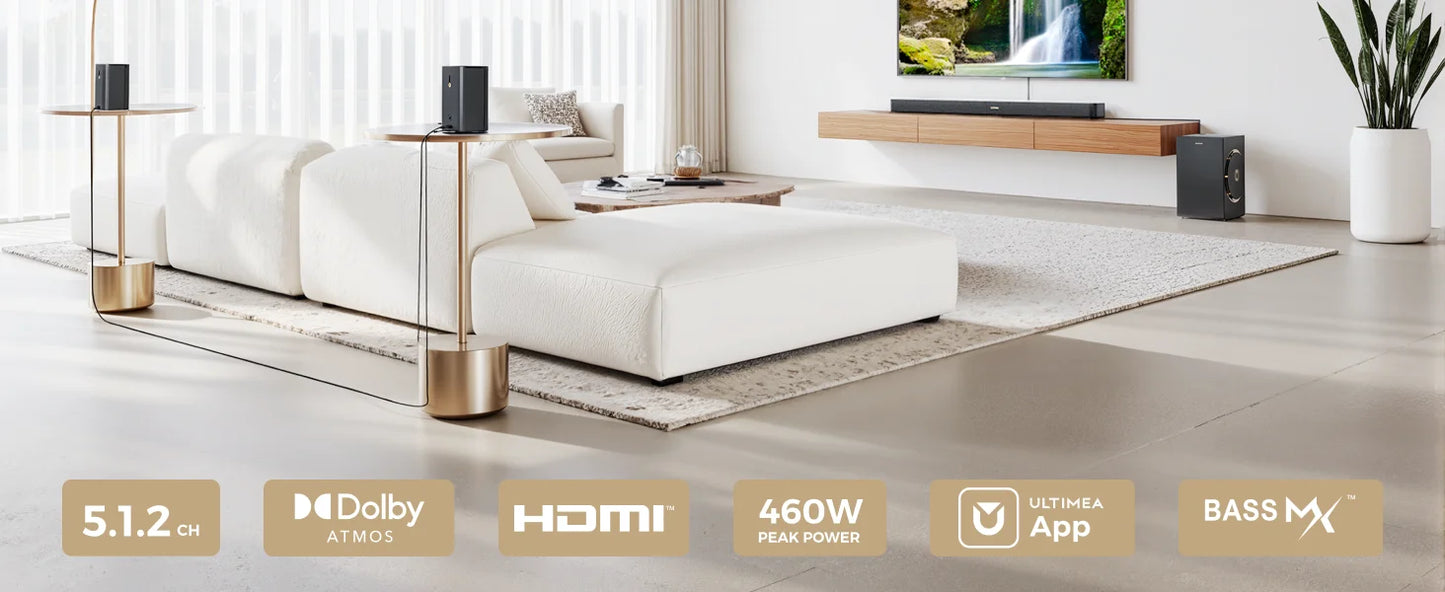 ULTIMEA F40 Soundbar – Dolby Atmos 5.1.2 Home Theater System