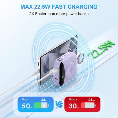 All-in-one power bank that keeps your Apple Watch and devices charged anywhere—no extra cables needed.