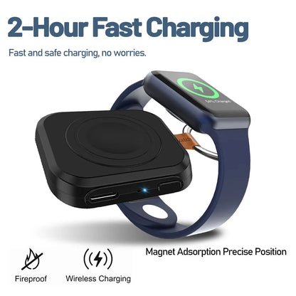 Portable Wireless Charger for Apple Watch | Magnetic Fast Charging Keychain (All Series)