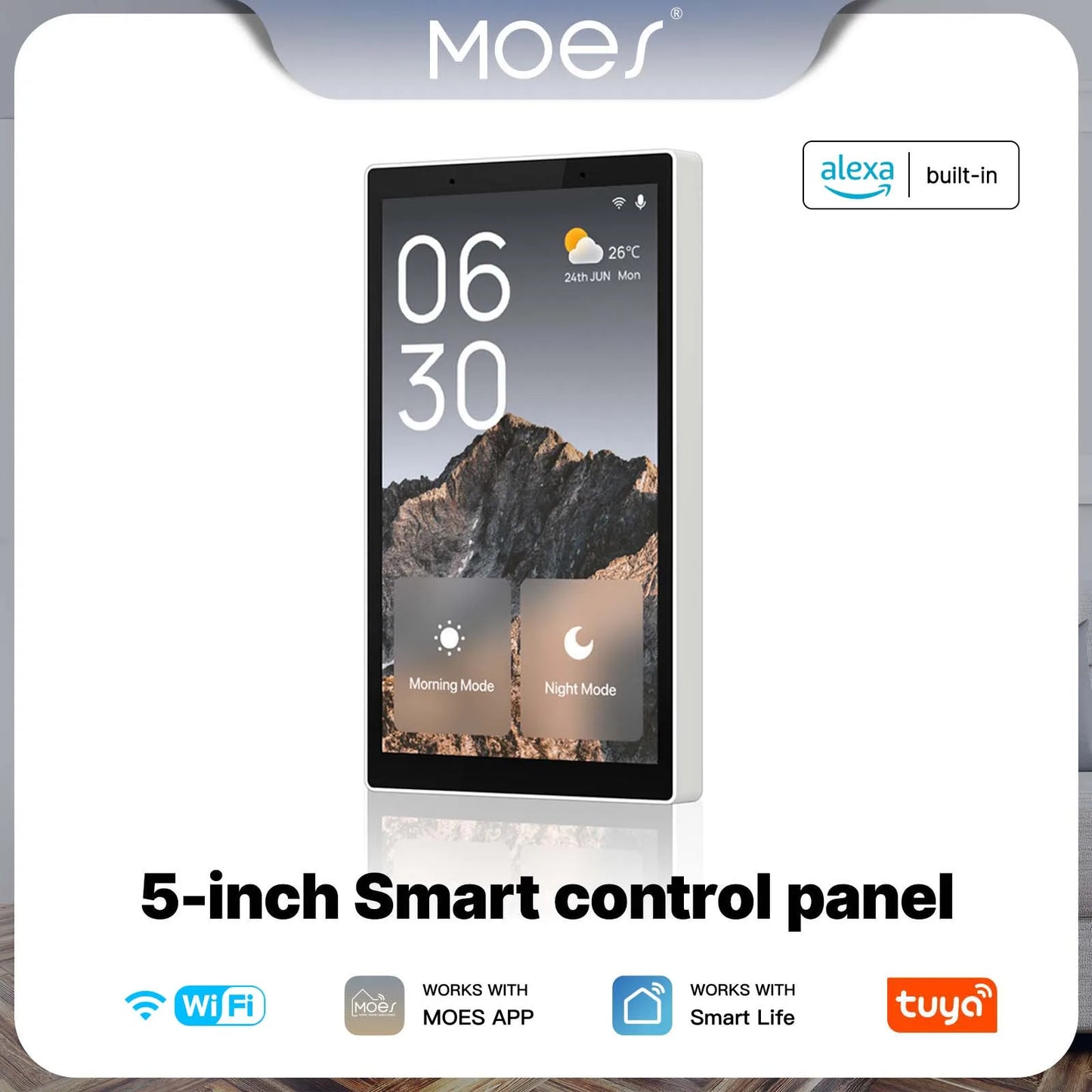 Smart Home Touch Control Panel with WiFi, Built-In Zigbee Hub & Alexa Voice Control