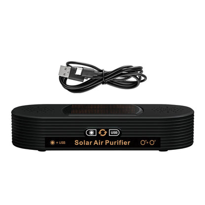 Solar USB Car Air Purifier with Negative Ion Technology, Odor Removal & Dual Power Mode
