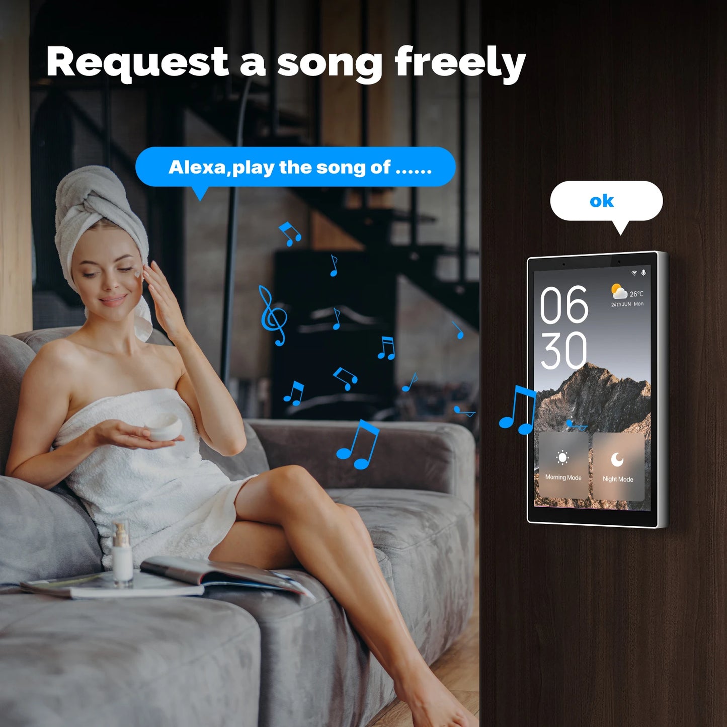 Smart Home Touch Control Panel with WiFi, Built-In Zigbee Hub & Alexa Voice Control