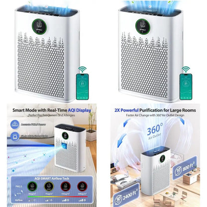 WiFi-Controlled Smart Air Purifier for Large Rooms (Up to 2400 sq ft)