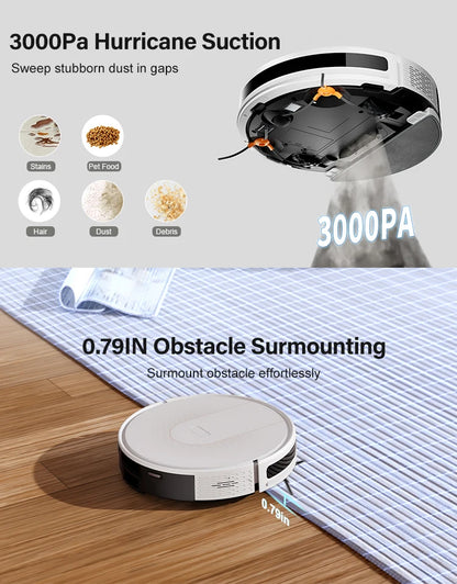 PureRobo K5 Robot Vacuum & Mop – 3000Pa Suction, Smart Navigation, App Control