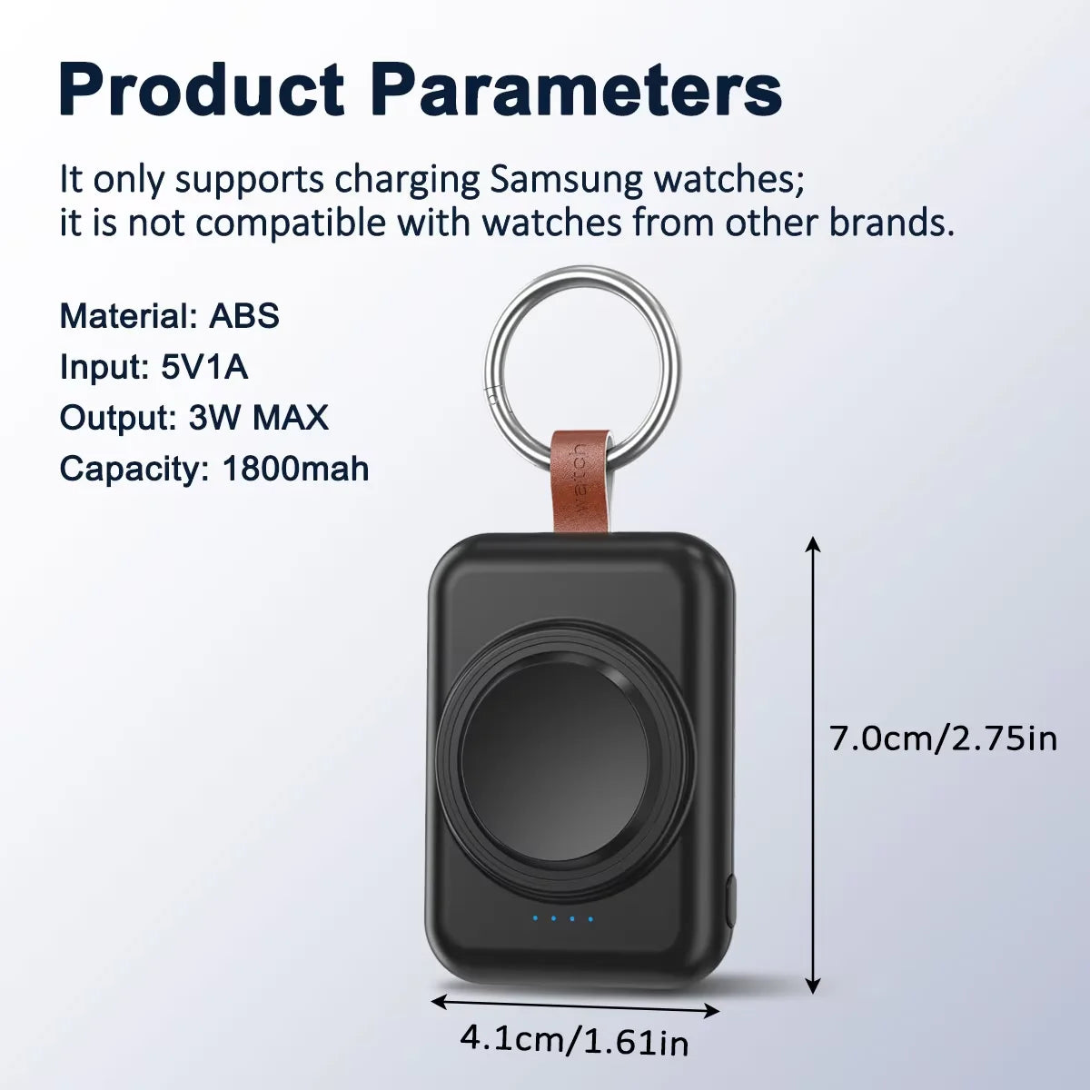 Portable Magnetic Wireless Charger for Samsung Galaxy Watch | Fast Charging Keychain Power Bank (1800mAh)