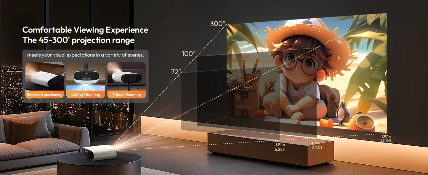 Smart Projector – Full HD 1080P, 4K Support, WiFi & Bluetooth