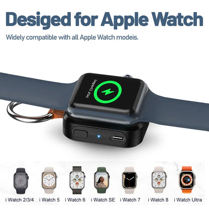 Portable Wireless Charger for Apple Watch | Magnetic Fast Charging Keychain (All Series)