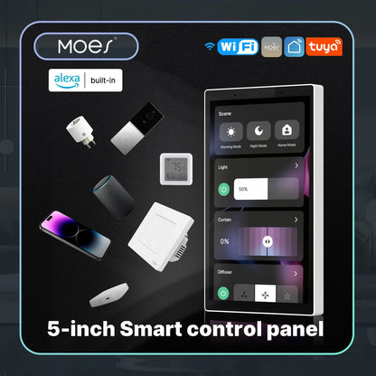Smart Home Touch Control Panel with WiFi, Built-In Zigbee Hub & Alexa Voice Control