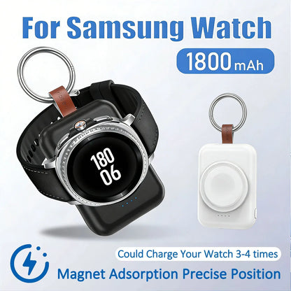 Portable Magnetic Wireless Charger for Samsung Galaxy Watch | Fast Charging Keychain Power Bank (1800mAh)