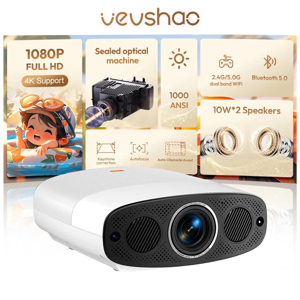 Smart Projector – Full HD 1080P, 4K Support, WiFi & Bluetooth