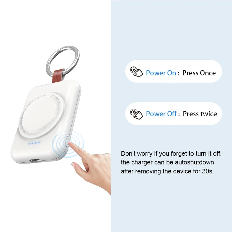 Portable Magnetic Wireless Charger for Samsung Galaxy Watch | Fast Charging Keychain Power Bank (1800mAh)