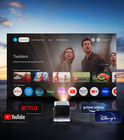 Smart Projector – 2200 ANSI, Full HD 1080P, 4K Support, Android TV