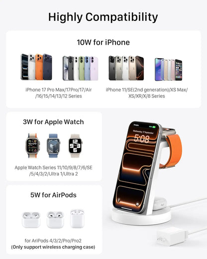 3-in-1 Wireless Charging Station for iPhone, AirPods & Apple Devices