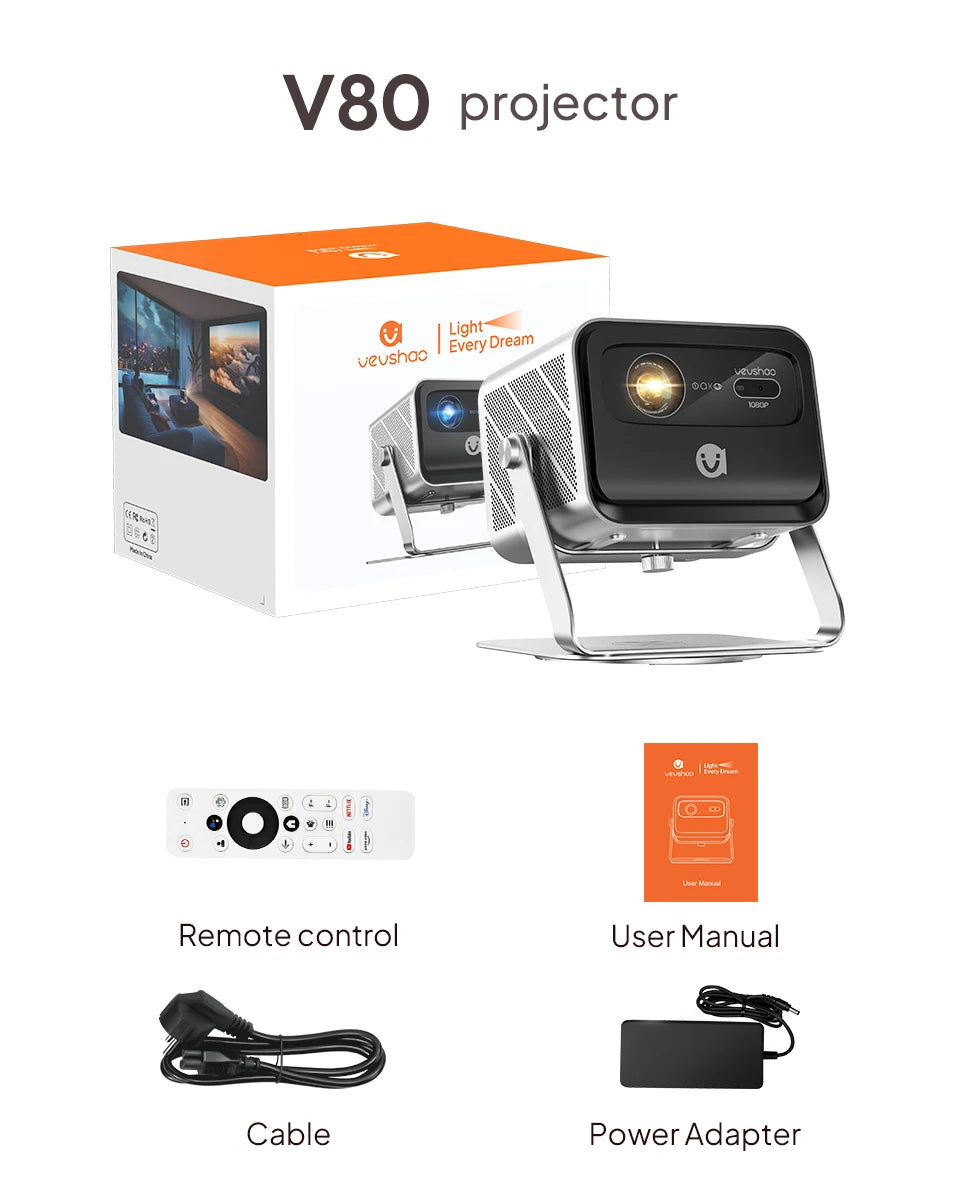 Smart Projector – 2200 ANSI, Full HD 1080P, 4K Support, Android TV