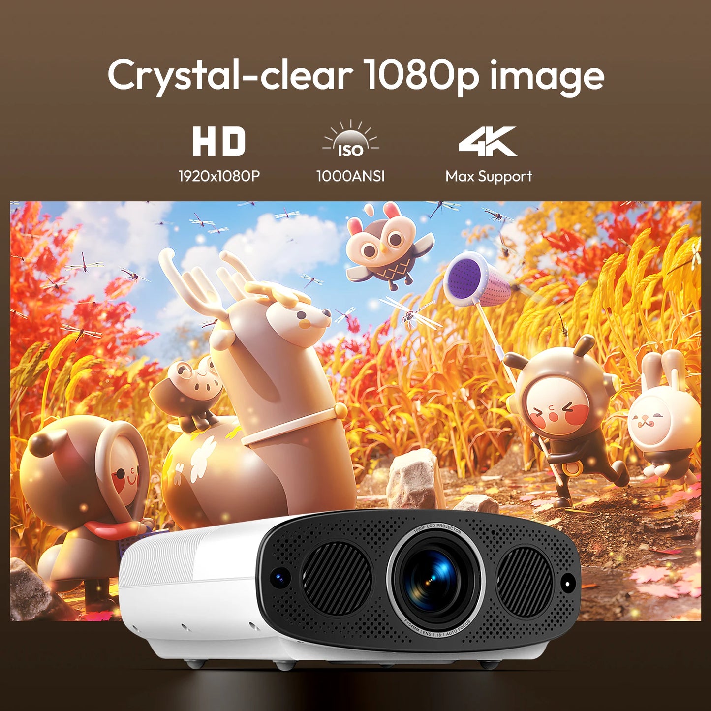 Smart Projector – Full HD 1080P, 4K Support, WiFi & Bluetooth