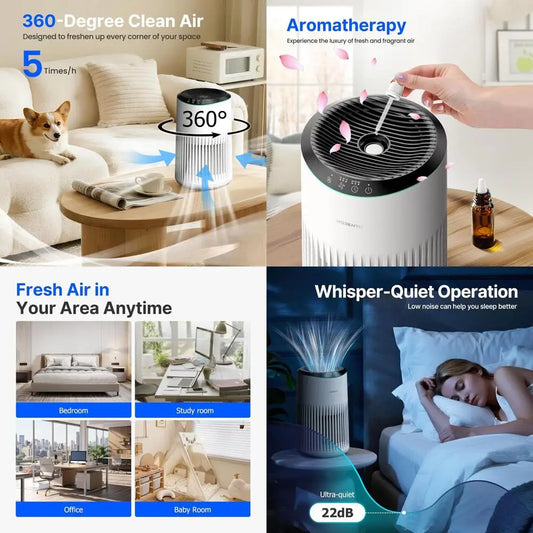 2-Pack Mini Air Purifier – Quiet, Portable & Aromatherapy Ready