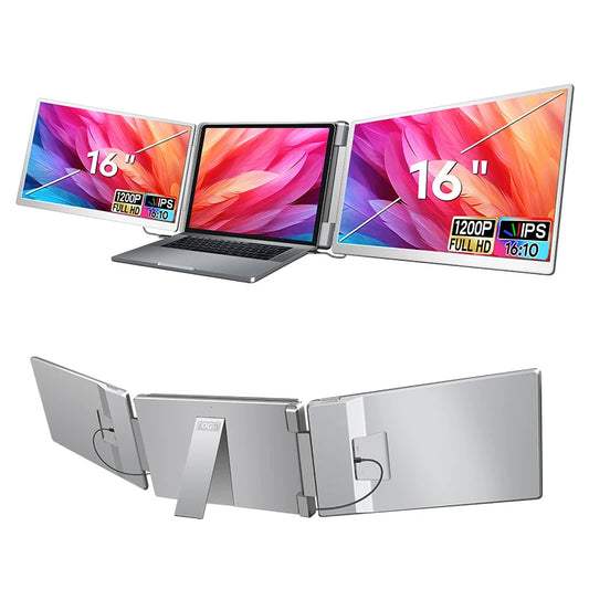 16” Dual Screen Portable Monitor | Laptop Screen Extender 1200P