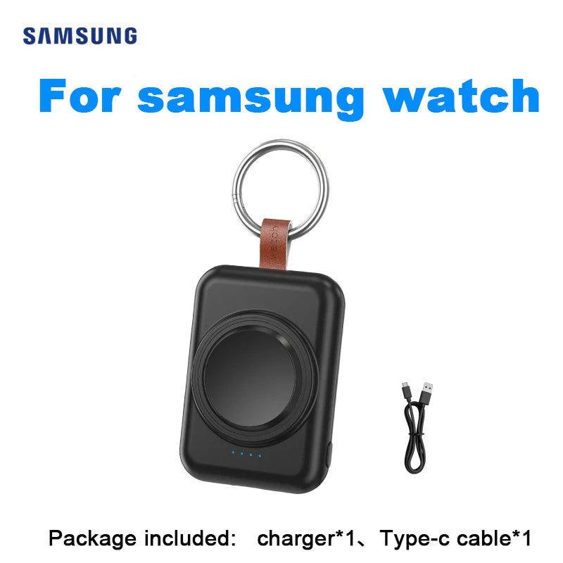 Portable Magnetic Wireless Charger for Samsung Galaxy Watch | Fast Charging Keychain Power Bank (1800mAh)