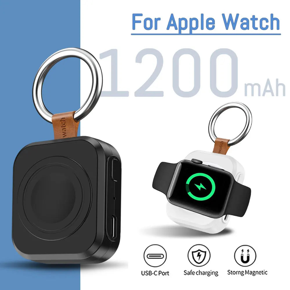 Portable Wireless Charger for Apple Watch | Magnetic Fast Charging Keychain (All Series)
