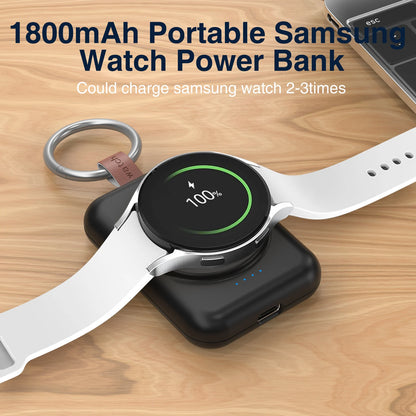 Portable Magnetic Wireless Charger for Samsung Galaxy Watch | Fast Charging Keychain Power Bank (1800mAh)