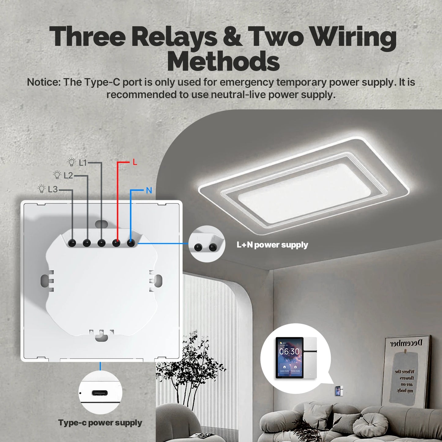 Smart Home Control Panel with WiFi, IR Remote, Bluetooth Sigmesh Hub & 3 Relays