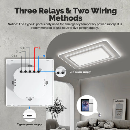 Smart Home Control Panel with WiFi, IR Remote, Bluetooth Sigmesh Hub & 3 Relays