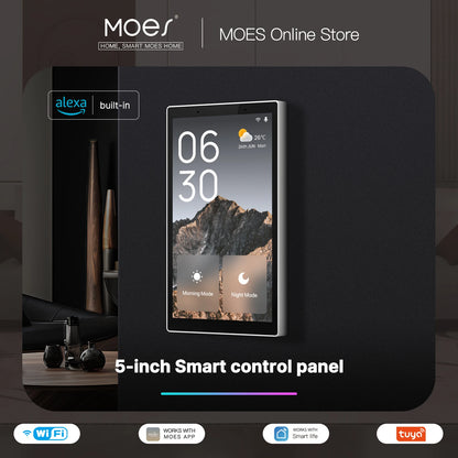 MOES 5-Inch Smart Home Touch Screen Control Panel with WiFi, Built-In Zigbee Hub & Alexa Voice Control